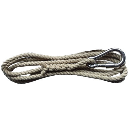 Aufzug- und Sicherungsseil 5 m, ø 10 mm PP, beidseitig Schlaufe, einsetig Karabiner