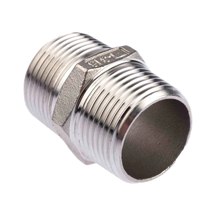 Doppelnippel Inox 1.4408 ½" SW21, 34 mm