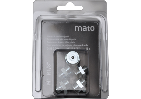 Flachkopf-Schmiernippel M1 1/8", Stahl verzinkt - ø 16 mm - SW17 - Blister-Pack - VPE 5