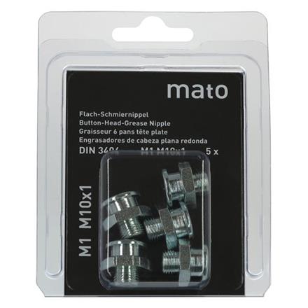 Flachschmiernippel M1 M10x1, Stahl verzinkt - ø 16 mm - SW17 - Blister-Pack - VPE 5