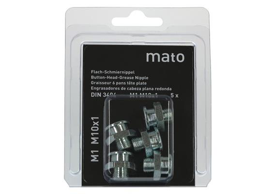 Flachschmiernippel M1 M10x1, Stahl verzinkt - ø 16 mm - SW17 - Blister-Pack - VPE 5