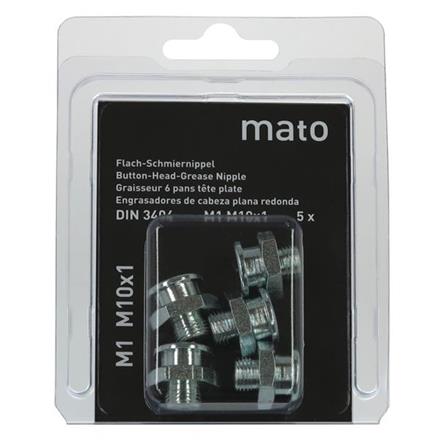 Flachschmiernippel M1 M8x1, Stahl verzinkt - ø 16 mm - SW17 - Blister-Pack - VPE 5