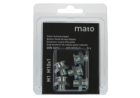 Flachschmiernippel M1 M8x1, Stahl verzinkt - ø 16 mm - SW17 - Blister-Pack - VPE 5