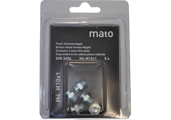 Flachschmiernippel M4 M10x1, Stahl verzinkt - ø10 mm - SW11 - Blister-Pack - VPE 5