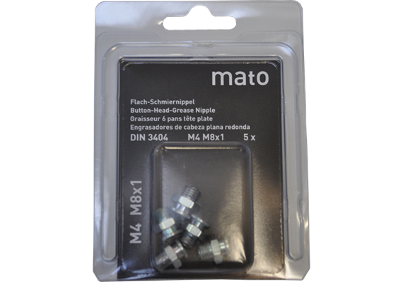 Flachschmiernippel M4 M8x1, Stahl verzinkt - ø 10 mm - SW11 - Blister-Pack - VPE 5