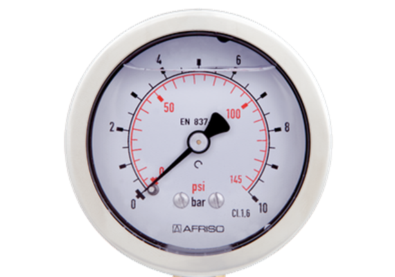 Glyzerinmanometer ø 63 mm axial 1/4" AG, 0-25 bar