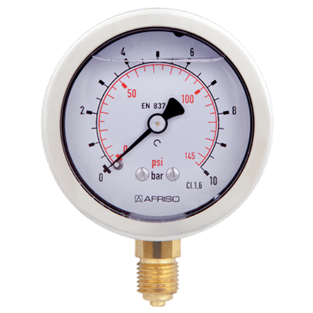 Glyzerinmanometer ø 63 mm radial 1/4" AG, 0-10 bar