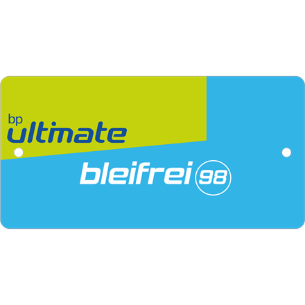 Hinweisschild Aluminium, 100 x 50 mm "bp ultimate bleifrei 98"