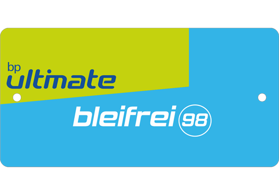 Hinweisschild Aluminium, 100 x 50 mm "bp ultimate bleifrei 98"