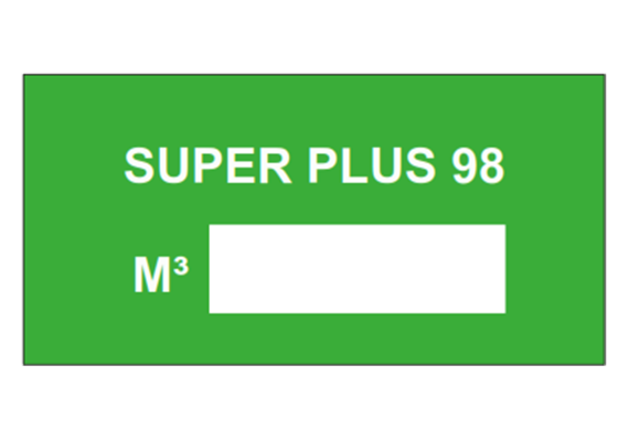 Hinweisschild Aluminium, 100 x 50 mm "SUPER PLUS 98"