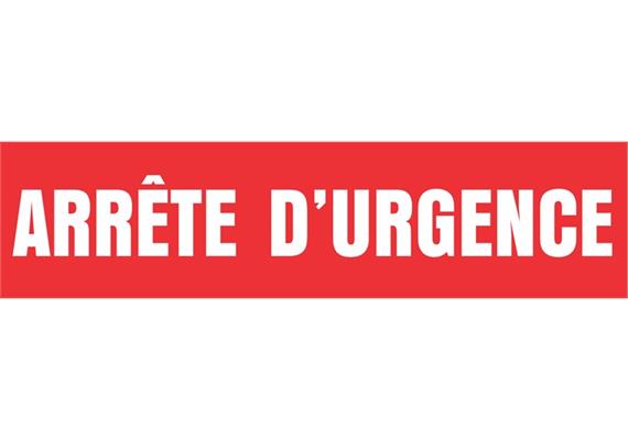 Hinweisschild Aluminium, 200 x 50 mm "ARRÊT D'URGENCE"