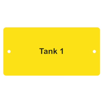 Hinweisschild Aluminium gelb, 100 x 50 mm "TANK Nr. "
