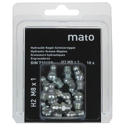 Kegel-Schmiernippel H2 M10x1,5 aus Stahl verzinkt - SW11 - Blister-Pack - VPE 10 Stk.