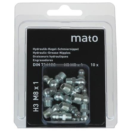 Kegel-Schmiernippel H3 M10x1,5 aus Stahl verzinkt - SW11 - Blister-Pack - VPE 10 Stk.