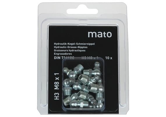 Kegel-Schmiernippel H3 R1/8" aus Stahl verzinkt - SW11 - Blister-Pack - VPE 10 Stk.