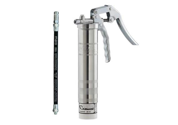 Lube-Shuttle TG Einhandfettpresse MATO - R1/8", mit RH30-C und 4-Backen-Hydraulikmundstück