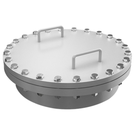 Mannlochdeckel seitlich Ø 600 mit Zargen 200 x 6 mm Mannlochdeckel seitlich Ø 600 mit Zargen 200 x 6 mm