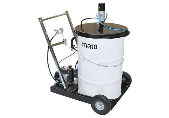 MATO eHybrid-Greaser für 200 kg Gebinde mit Innen-ø 550-590 mm, 3.5 m Abschmierschlauch