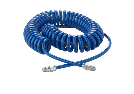 PUR Spiralschlauch 5x8 mm - L=4m, Anschlüsse R 1/4" drehbar