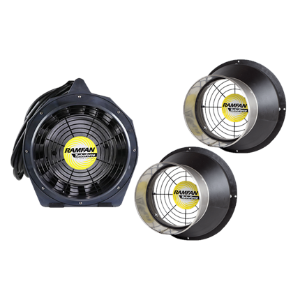RAMFAN ATEX Gebläse EB7201XX-230V, mit Schlauchmuffen ø 200 mm, max. 70 m³/Min.