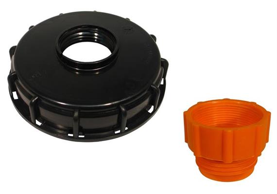 Schraubdeckel für IBC-Container, Übergangsadapter mit 2" AG TriSure auf 2" BSP IG