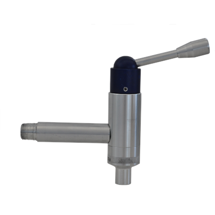 Sicherheitshahn für Ölbar für Frostschutz und Scheibenreiniger, 1/2" AG - blau