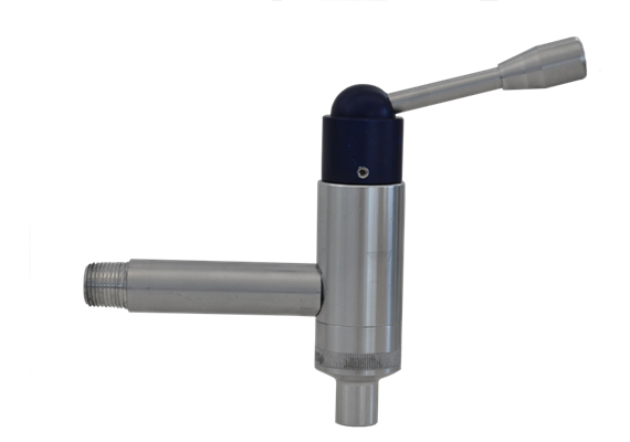 Sicherheitshahn für Ölbar für Frostschutz und Scheibenreiniger, 1/2" AG - blau