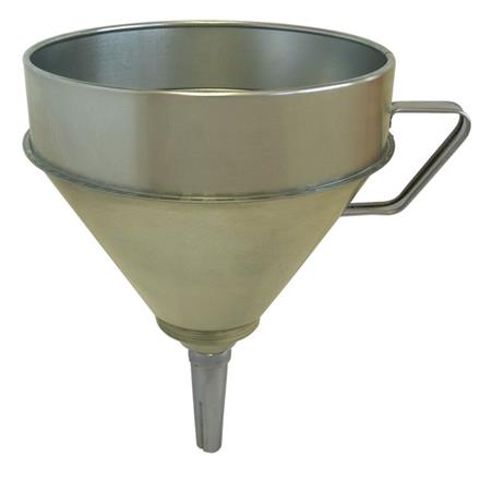 Weissblech Trichter F-T 240 mit Sieb und starrem geradem Auslauf - ø 240 mm