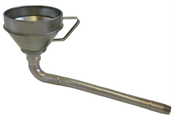 Weissblech Trichter FA-T 160 mit Sieb und flexiblem, abgewinkeltem Auslauf - ø 160 mm | Bild 1