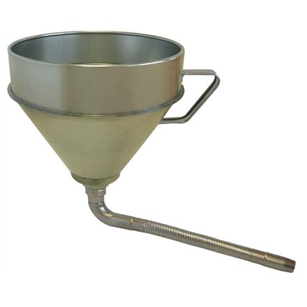 Weissblech Trichter FA-T 240 mit Sieb und flexiblem, abgewinkeltem Auslauf - ø 240 mm