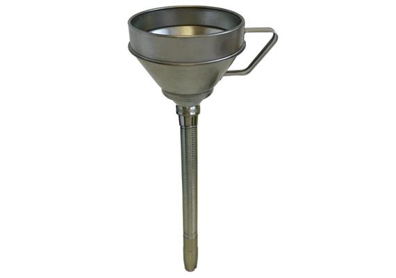 Weissblech Trichter FF-T 160 mit Sieb und flexiblem, geraden Auslauf - ø 160 mm
