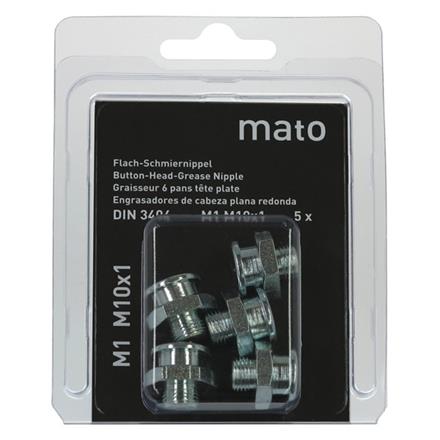 Graisseur à tête plate M1 M10x1 - ø16 mm - 6-pans 17, acier zingué en blister - UE 5 pcs.