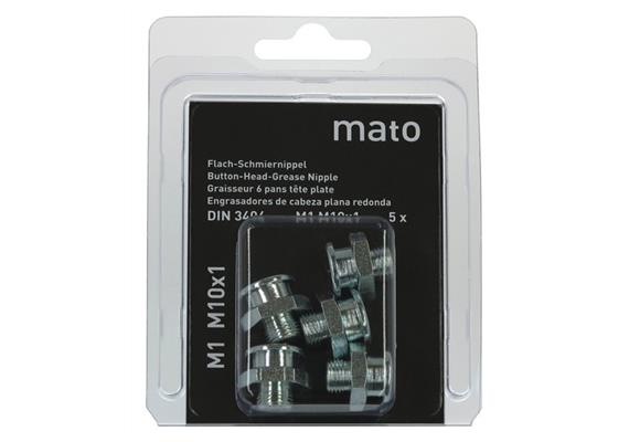 Graisseur à tête plate M1 M10x1 - ø16 mm - 6-pans 17, acier zingué en blister - UE 5 pcs.