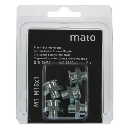 Graisseur à tête plate M1 M8x1 - ø16 mm - 6-pans 17, acier zingué en blister - UE 5 pcs.