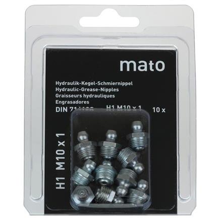 Graisseur conique H1 M8x1,25 en acier zingué, 6-pans 9 en blister - UE 10 pcs.