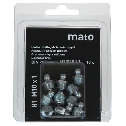 Graisseur conique H1 R1/4" en acier zingué, 6-pans 14 en blister - UE 5 pcs.