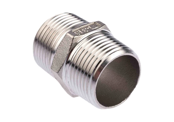 Mamelon double en acier inoxydable 1.4408 1/2" mâle clé 21, 34 mm