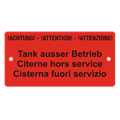 Plaquette en aluminium, 100 x 50 mm "Citerne hors service"