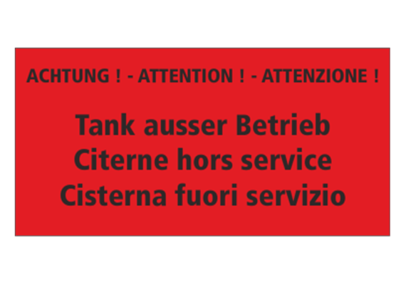 Plaquette en aluminium, 100 x 50 mm "Citerne hors service"