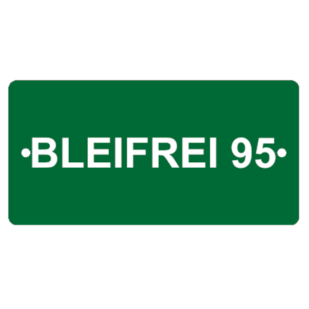 Plaquette en aluminium vert, 100 x 50 mm "BLEIFREI 95"