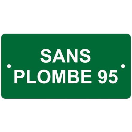 Plaquette en aluminium vert, 100 x 50 mm "SANS PLOMBE 95"
