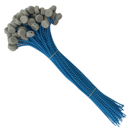 Plombs express en plastique 9 mm gris, fil bleu 150 mm, 100 pièces