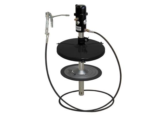 pneuMATO 55 stationnaire pour fûts de 50 kg avec ø-int. 355-387 mm, tuyau 10 m