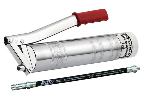 Pompe à graisse à levier LS 500, avec tuyau RH30-C et tête à 4 mors, R1/8"