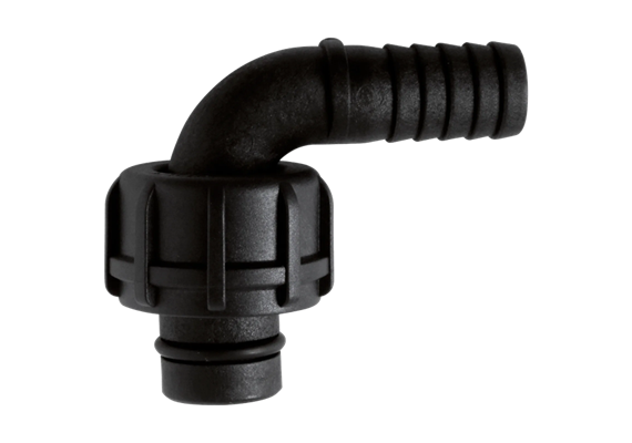 Raccord coudé 90° pour tuyau DN19 avec queue crantée 1" BSP
