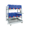 Rayonnage pour bidons 8 x 20 litres sur 2 niveaux, bac de rétention de 79 litres