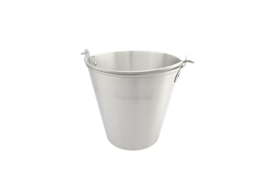 Seau en aluminium de 7 litres, ø base 15,5 cm, ø supérieur 24 cm, hauteur 26 cm