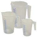 Set de gobelet gradué pour liquide, en plastique, Type J-PP 0,5 + 1,0 + 2,0 litres