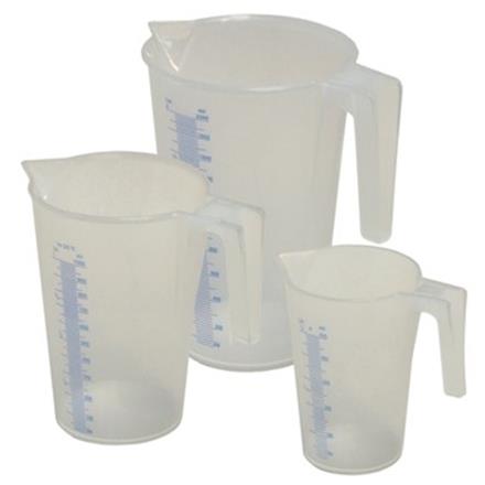 Set de gobelet gradué pour liquide, en plastique, Type J-PP 1,0 + 2,0 + 5.0 litres