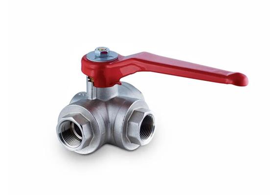 Vanne à boisseau sphérique à trois voies avec passage en L 1" int.